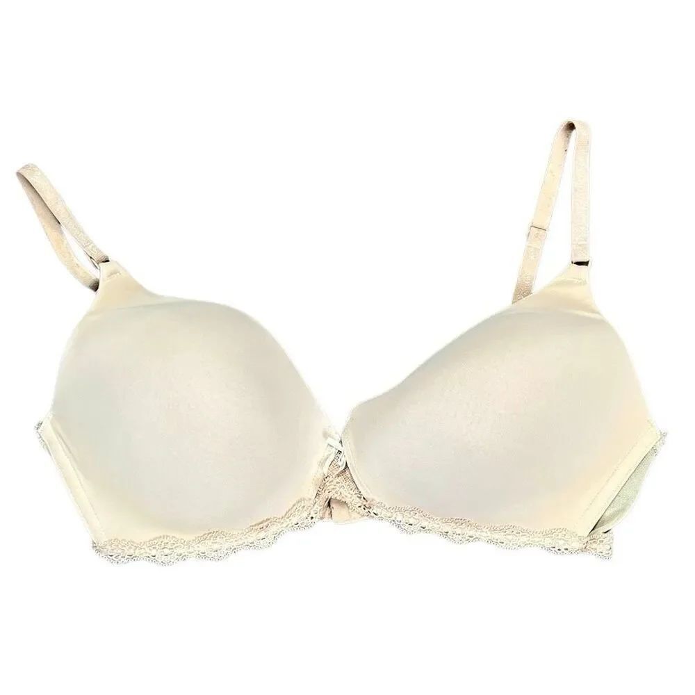 Victoria’s Secret Angel Cream Simple Lace Trim Bra 34D